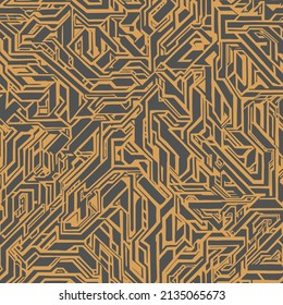 SEAMLESS REPEAT VECTOR PATTERN texture of modern abstract tiger stripes with technology inspired shapes.