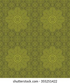 Seamless (repeatable, 4 tiles here) vintage multicultural decorative two-color pattern, print, swatch, wallpaper, or background
