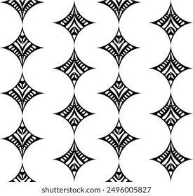 Seamless repeatable black and white pattern of stars with pattern inside them
