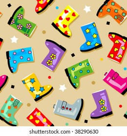 Seamless (repeatable) colorful gumboots pattern (print, background, wallpaper, swatch)