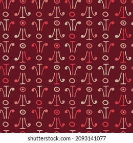 Seamless repeatable pattern with hand drawn rounded elements forming an ornament 