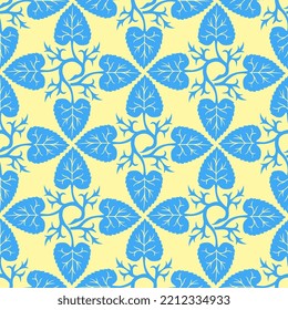 Seamless repeatable pattern. Leaves and flowers. Modern geometric Folk style. Colorful and smart graphic design. Vector EPS10. 