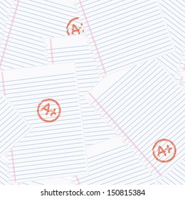Seamless and repeatable pattern of notepaper with A+ Grade Stamp