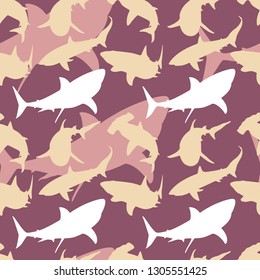 Seamless Repeatable Pattern of Shark Predator