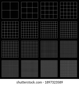 Seamless, Repeatable Squares Grid, Mesh, Graph, Plotting Paper Pattern, Regular Lattice, Grate-grating, Trellis, And Grill With Thin Lines (set)