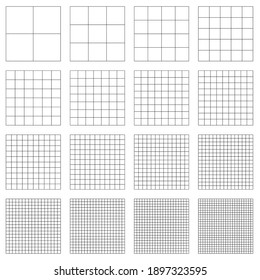 Seamless, Repeatable Squares Grid, Mesh, Graph, Plotting Paper Pattern, Regular Lattice, Grate-grating, Trellis, And Grill With Thin Lines (set)