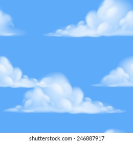 A Seamless Repeatable Tiling Cartoon Sky Background Illustration