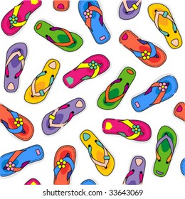 Seamless (repeatable) vector flip-flops pattern ( for high res JPEG or TIFF see image 33643072 )
