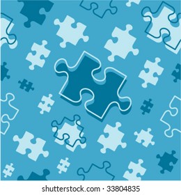 Seamless (repeatable) vector jigsaw puzzle pieces pattern