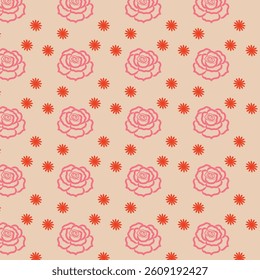 Seamless Repeated Black Roses Floral Pattern on Light Background