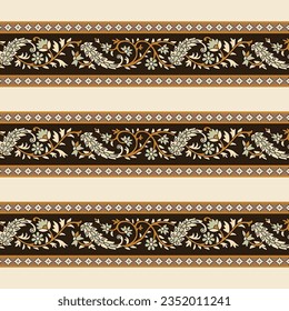 A seamless repeated border pattern with a floral design