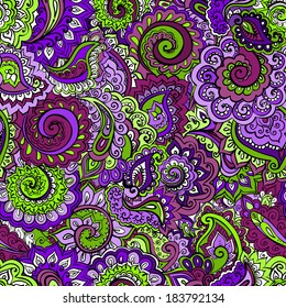 Seamless repeated ornamental background with arabic floral ornament - scroll, oriental paisley
