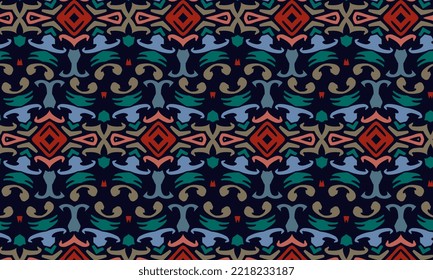 Seamless repeated pattern design. Women's long dress pattern design, vector vintage art illustration 