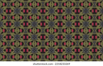 Diseño de patrones repetidos e impecables. Diseño de patrones de vestimenta larga de las mujeres, ilustración vintage vectorial 