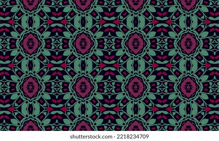 Seamless repeated pattern design. Women's long dress pattern design, vector vintage art illustration 