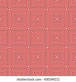 Seamless repeated squares abstract. The alternating red white frame with black borders pattern. Geometric figures texture background. Vector illustration 