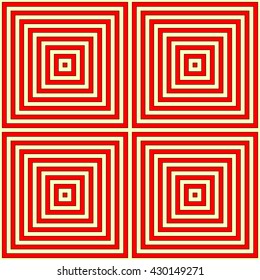 Seamless repeated squares abstract. The alternating red gold frame pattern. Geometric figures texture background. Vector illustration 