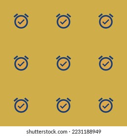 Seamless repeating alarm on flat icon pattern, indian yellow and st. patrick's blue color. Background for flyer.