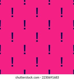 Seamless repeating alert sharp flat icon pattern, vivid cerise and oxford blue color. Design for wrapping paper or postcard.