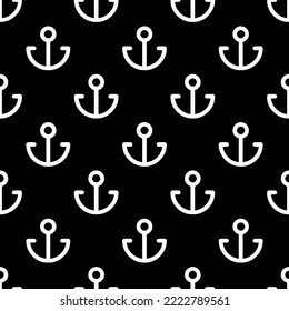 Nahtlose Wiederholung des Ankerflachsmusters, schwarz-weiß. Design zum Verpacken von Papier oder Postkarte.