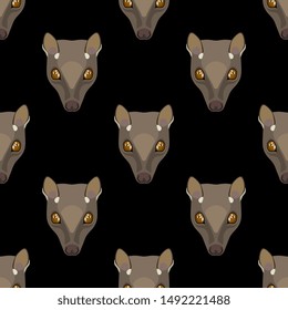 Seamless repeating animal pattern with stylized funny faces of bats.