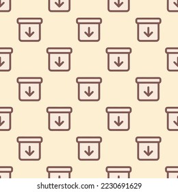 Seamless repeating archive outline flat icon pattern, moccasin and pastel brown color. Design for wrapping paper or postcard.