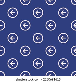 Seamless repeating arrow back circle outline flat icon pattern, st. patrick's blue and linen color. Design for wrapping paper or postcard.