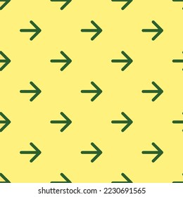 Patrón de icono plano, amarillo y verde del cazador, de flecha de repetición sin brillo. Diseño para envolver papel o postal.