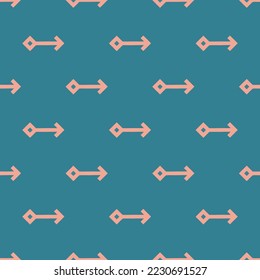 Nahtlose Wiederholung Pfeil langen rechten oder flachen Symbol Muster, Teal Blau und helllachsfarben rosa Farbe. Design zum Verpacken von Papier oder Postkarte.