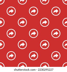 Seamless repeating arrow redo circle outline flat icon pattern, persian red and white smoke color. Design for wrapping paper or postcard.