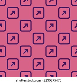 Seamless repeating arrow top right r flat icon pattern, pale violet-red and persian indigo color. Design for wrapping paper or postcard.