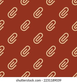 Seamless repeating attachment flat icon pattern, burnt umber and burlywood color. Design for notes.