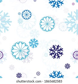 Seamless repeating background of different kinds of snowflakes