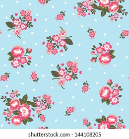 Seamless Repeating Background - Polka Dot Roses