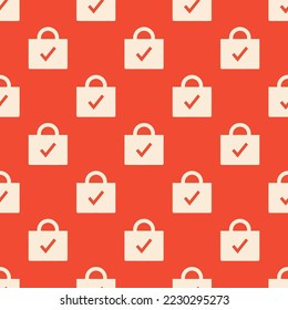 Seamless repeating bag check sharp flat icon pattern, carmine pink and moccasin color. Design for wrapping paper or postcard.