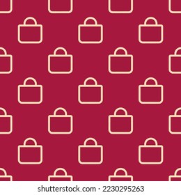 Nahtlose Wiederholung der Tasche Umriss flaches Symbol Muster, tiefe Carmine und Pfirsichpuff Farbe. Design zum Verpacken von Papier oder Postkarte.