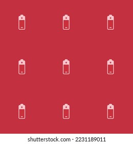 Seamless repeating battery charge flat icon pattern, persian red and bubble gum color. Design for name tag.