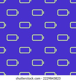 Seamless repeating battery dead outline flat icon pattern, iris and medium spring bud color. Design for wrapping paper or postcard.
