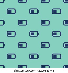 Seamless repeating battery flat icon pattern, pearl aqua and st. patrick's blue color. Design for wrapping paper or postcard.