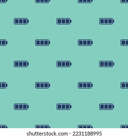 Seamless repeating battery full flat icon pattern, pearl aqua and st. patrick's blue color. Background for letter.