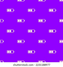 Seamless repeating battery two flat icon pattern, violet and lavender blush color. Background for slides.
