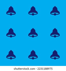 Seamless repeating bell flat icon pattern, cyan (process) and midnight blue color. Two color background.