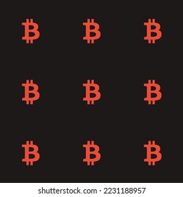 Patrón de ícono plano de bitcoin repitiendo sin inconvenientes, verde de la jungla oscura y color rosa carmín. Antecedentes del lema.