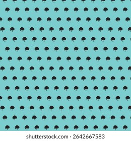 Seamless repeating black tree silhouette pattern on dusty background. Nature-inspired minimal botanical design for textiles, wallpapers, fabric prints, wrapping paper and digital backgrounds.