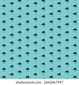 Seamless repeating black tree silhouette pattern on dusty background. Nature-inspired minimal botanical design for textiles, wallpapers, fabric prints, wrapping paper and digital backgrounds.