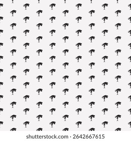 Seamless repeating black tree silhouette pattern on dusty background. Nature-inspired minimal botanical design for textiles, wallpapers, fabric prints, wrapping paper and digital backgrounds.