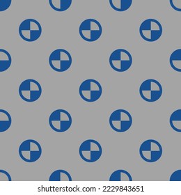 Seamless repeating bmw flat icon pattern, dark gray and yale blue color. Design for wrapping paper or postcard.