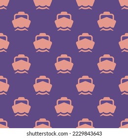 Seamless repeating boat flat icon pattern, dark lavender and ruddy pink color. Design for wrapping paper or postcard.