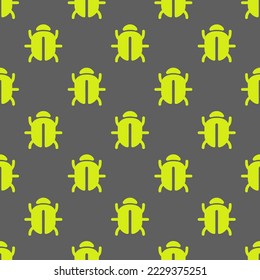 Seamless repeating bug flat icon pattern, dim gray and pear color. Design for wrapping paper or postcard.