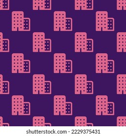 Seamless repeating business flat icon pattern, persian indigo and pale violet-red color. Design for wrapping paper or postcard.